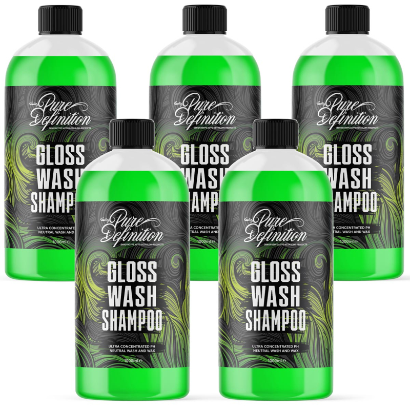 5 x 1000ml gloss wash shampoo bottle by pure definition
