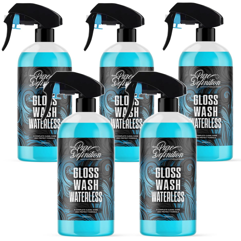 5 x 1000ml bottle of gloss wash waterless by pure definition