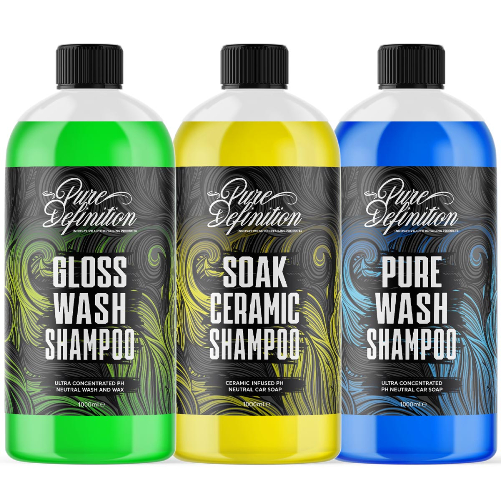 a range of car shampoos by pure definition