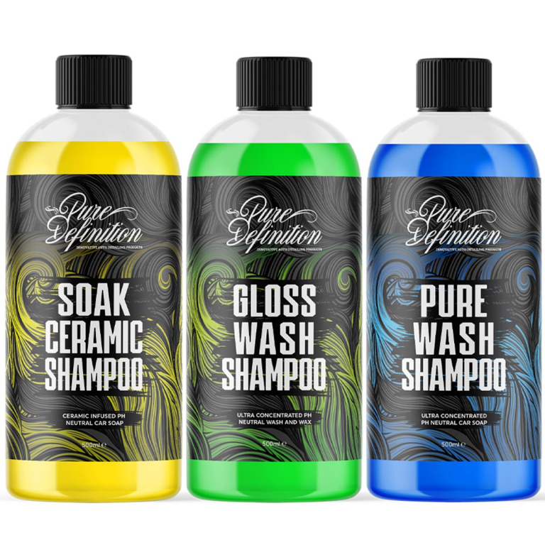 a range of car shampoos by pure definition