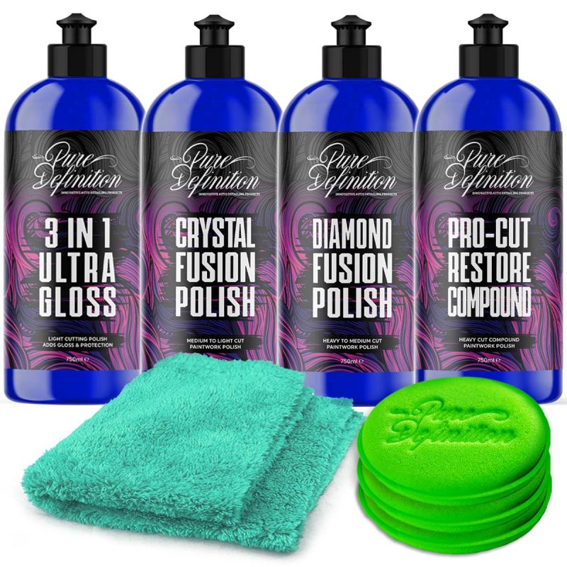 4 car polish bottles by pure definition