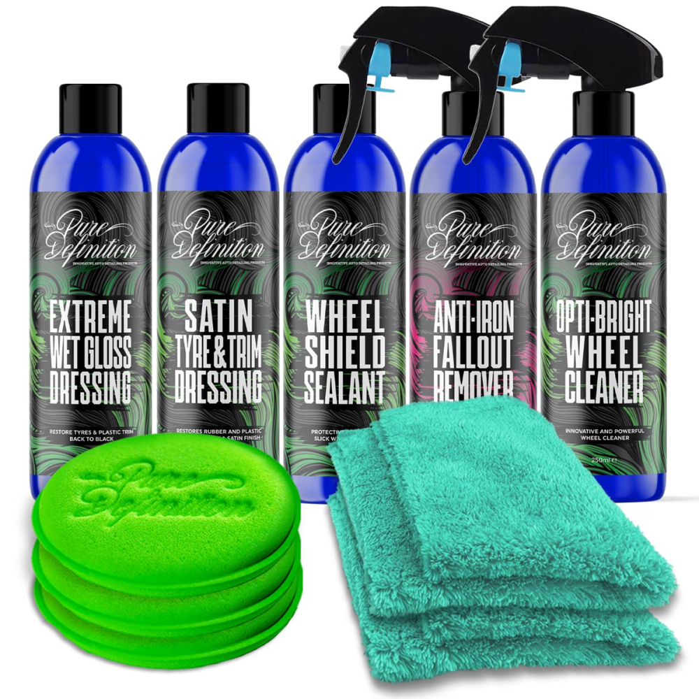 Alloy Wheel Cleaning Kit Tyre Rim Car Set Wash Sealant Pure Definition