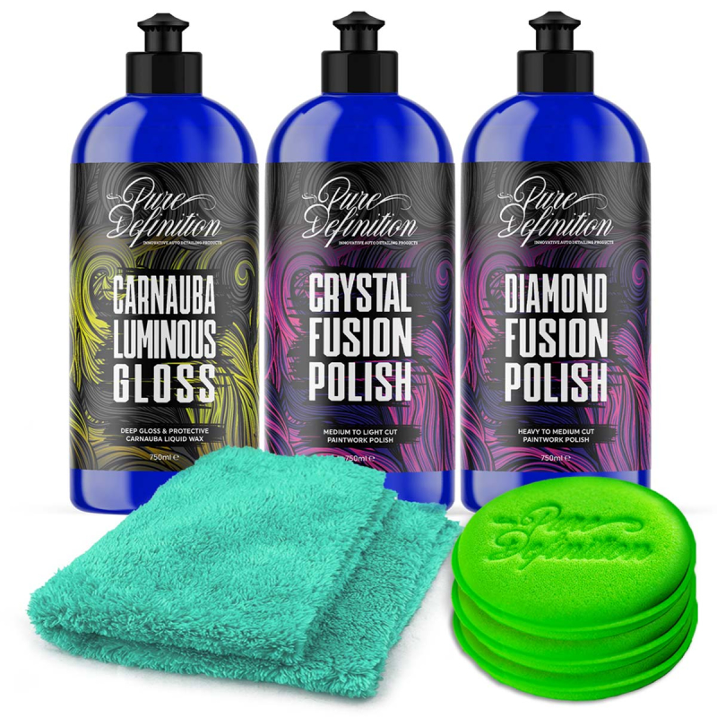 3 car polish bottles by pure definition